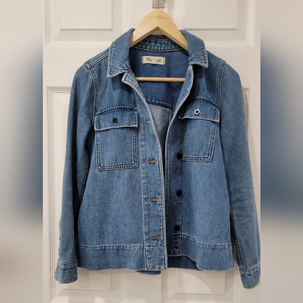 Madewell Pleated Back Blue Jean Jacket